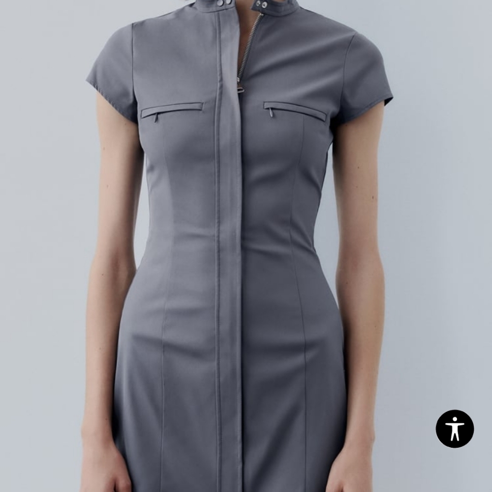 Zara gray zip up dress pockets